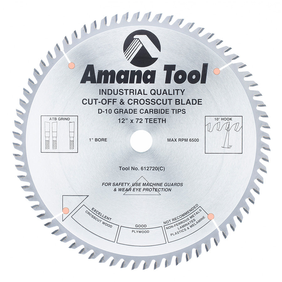 Amana Tool 12 in /72T Cut-Off Saw ATB Grind 612720