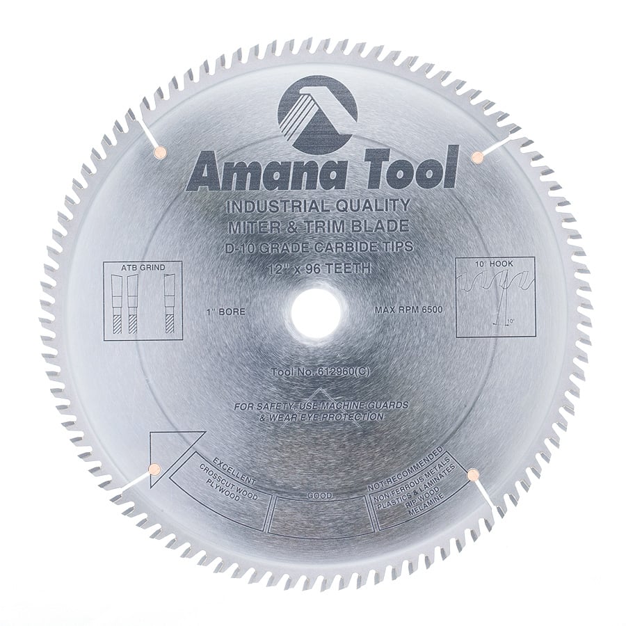 Amana Tool 12 in /96T Trim Saw A.T.B.Grind 612960