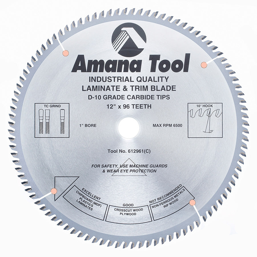 Amana Tool 12 in /96T Trim Saw T.C.G. Grind 612961