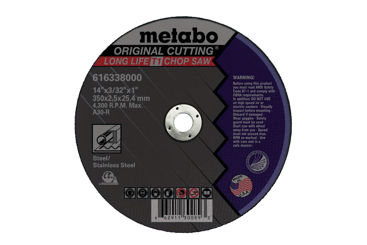 Metabo 14in X 1/8in X 1in, TYPE 1, A24N, Original Cutting Disc - 10 Pack 616139000