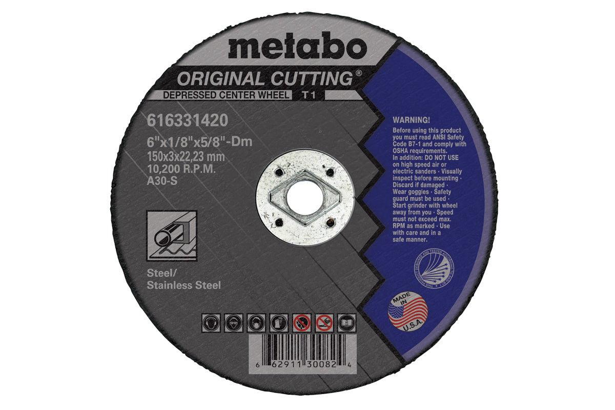 Metabo 7in X 1/8in X 5/8in DM, TYPE 1, A30S, Cutting Disc - 10 Pack 616333000
