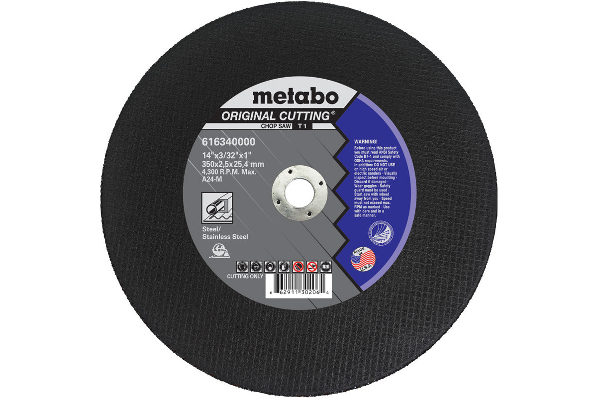 Metabo 12in X 3/32in X 1in, TYPE 1, A30R Cutting Disc - 10 Pack 616337420