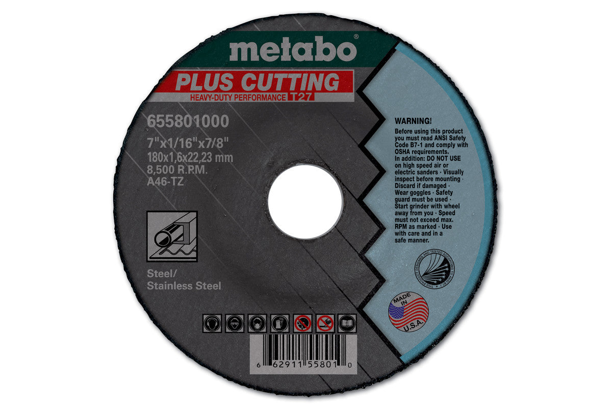 Metabo HPT 9" x 1/8" x 5/8"-11 Type 27 A24T Long Life Pipeliner Grinding Wheel, 10-Pack 661284000