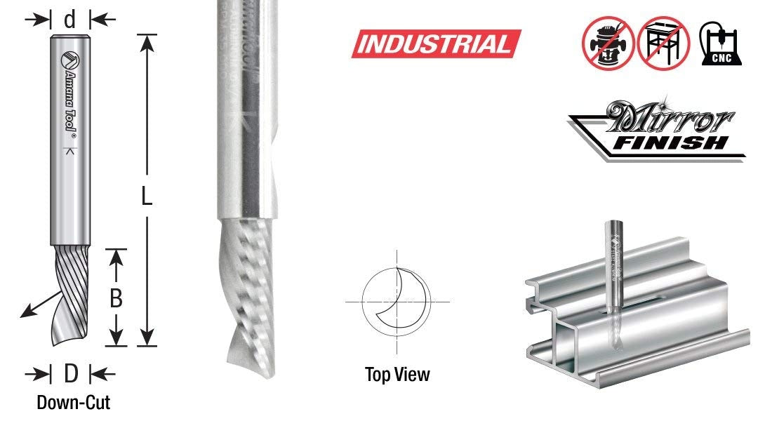 Amana Tool 1/8 in D x 1/8 in Shank Down-Cut Aluminum 51771
