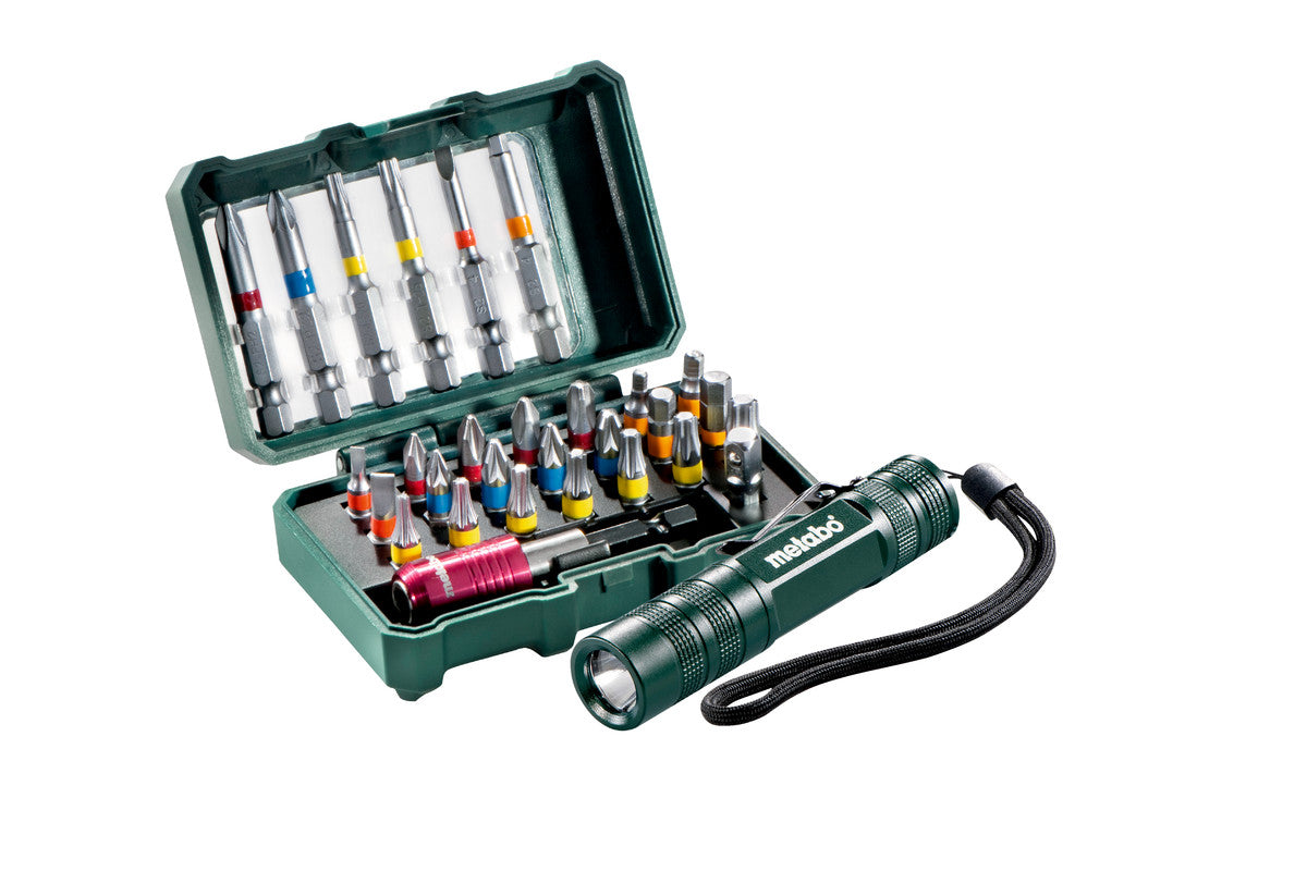 Metabo Bit Box in SP, 29 Piece Set with Mini Flash Light 626721000