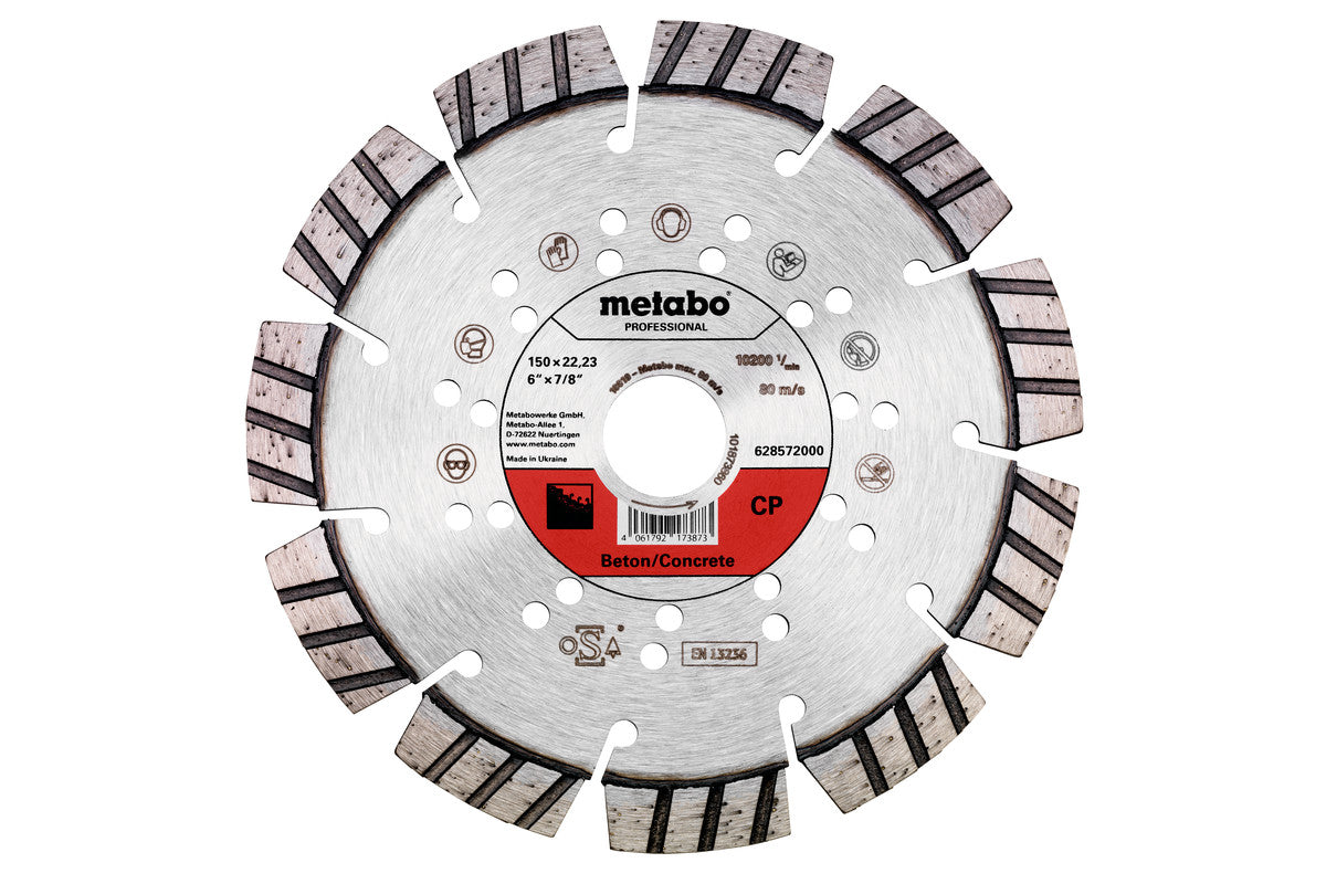 Metabo 6"x7/8 Diamond Cutting wheel, Professional Segmented 628572000