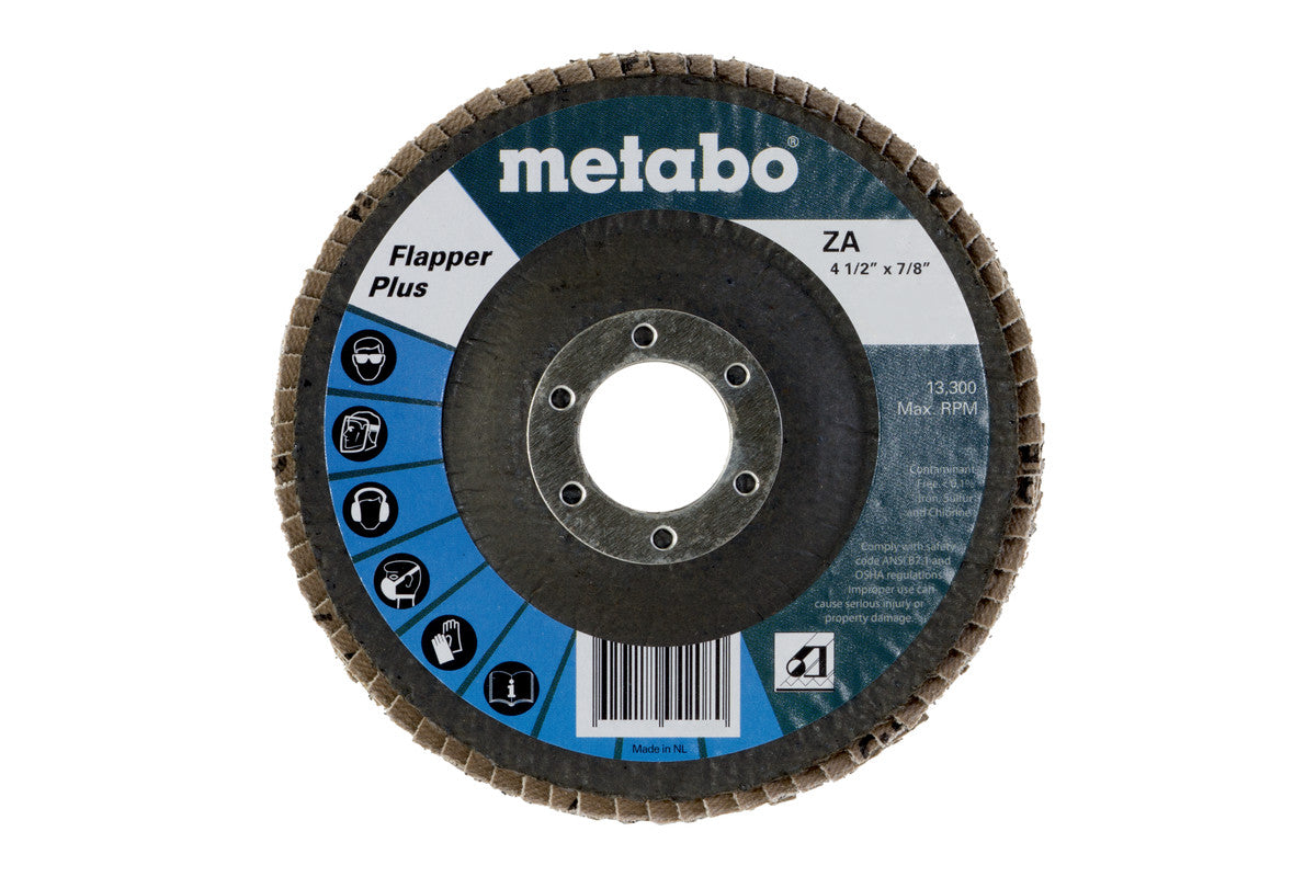 Metabo 4-1/2in FLAPPER PLUS 80  Grit 7/8 T29 FIBERGLASS - 10 Pack 629421000