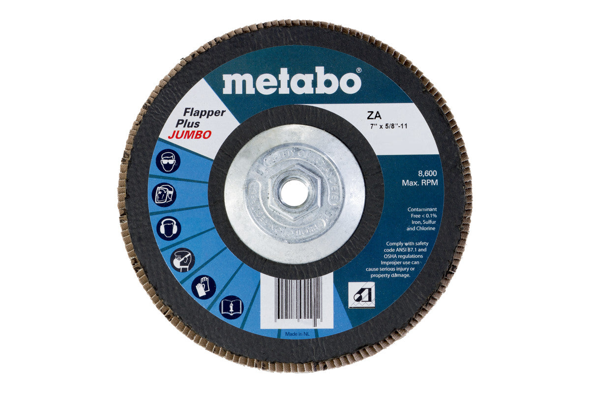 Metabo 7in FLAPPER PLUS JUMBO 80 Grit 5/8-11 T29 FIBERGLASS - 5 Pack 629430000