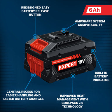 Bosch 18V EXPERT Lithium-Ion 6 Ah High Performance Battery EXBA18V-60