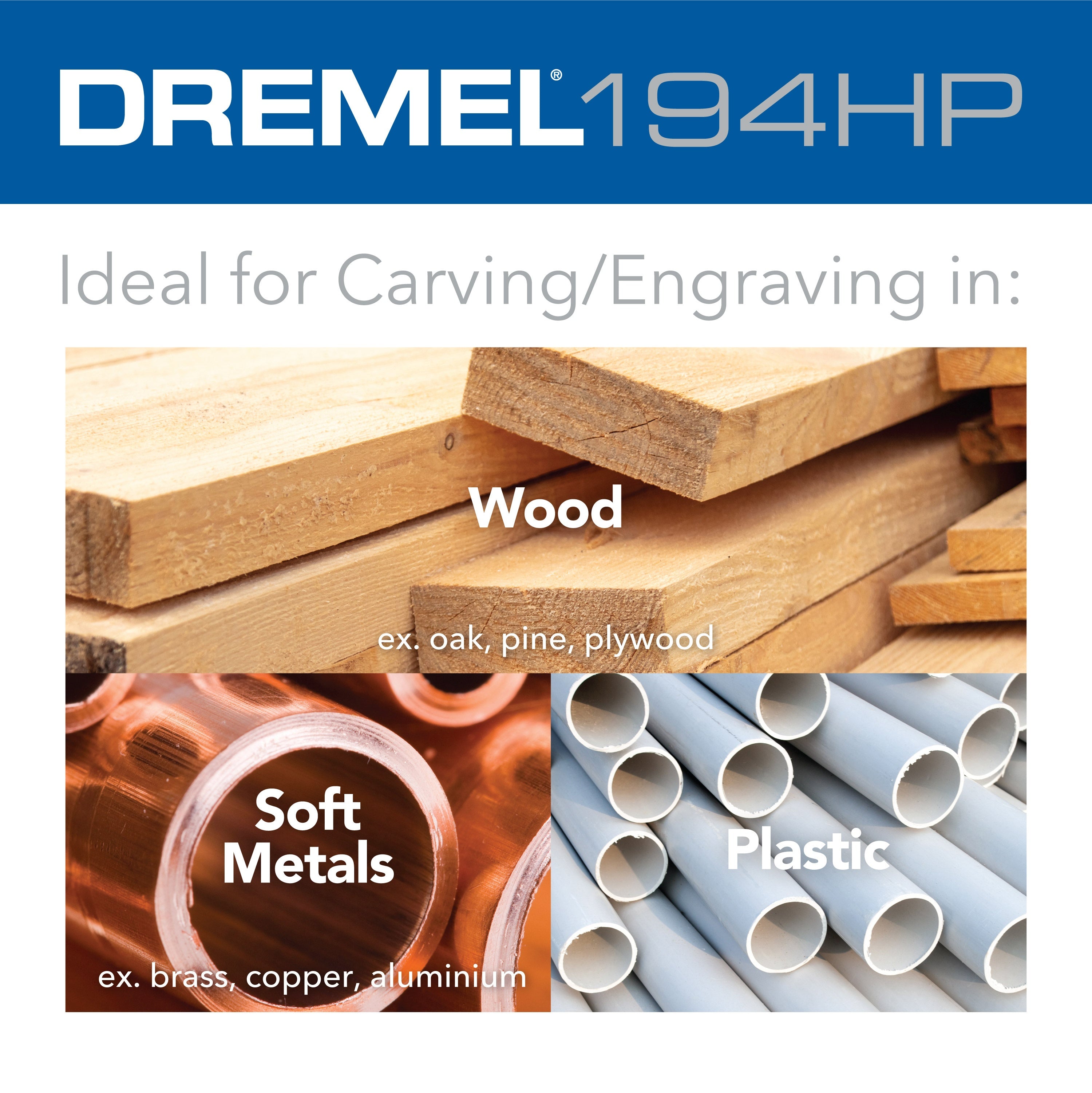 Dremel 1/8 in. Cylinder Shape High Performance Rotary Carving Bit, 2-Pack 194HP