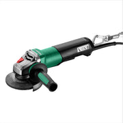 Metabo HPT WPB 13-125 Quick DS angle grinder shown in side view with green body and metal gear housing and guard.