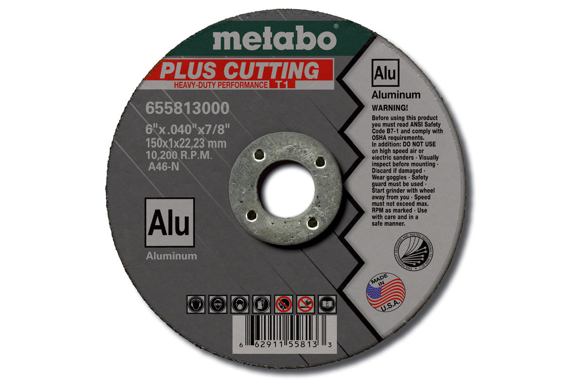 Metabo Cutting Disc PLUS-ALU 6in X .040in X 7/8in, TYPE 1, A46N - 50 Pack 655813000