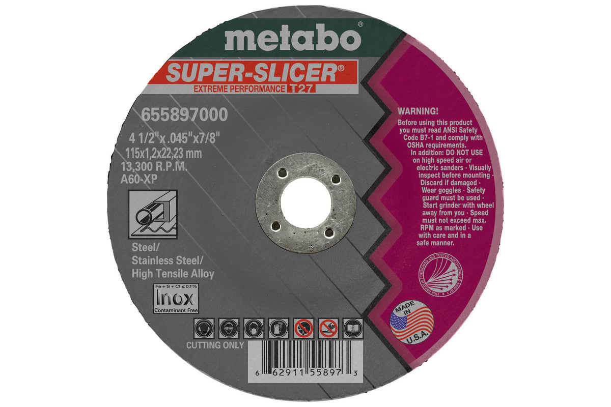 Metabo SUPER SLICER 5in X .045 X 7/8, TYPE 27, A60XP - 50 Pack 655898000