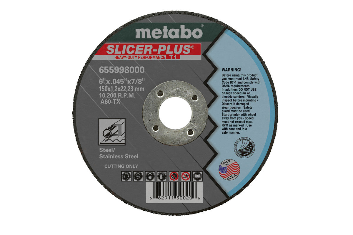 Metabo SLICER PLUS 6in X .045 X 7/8, TYPE 1, A60TX - 50 Pack 655998000