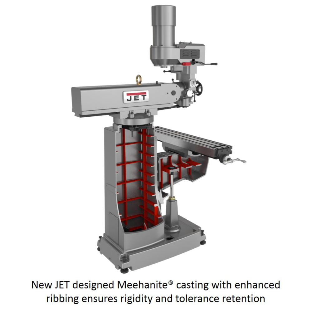 Jet JTM-949EVS Mill With Acu-Rite 203 DRO With X and Y-Axis Powerfeeds and Air Powered Drawbar 690523