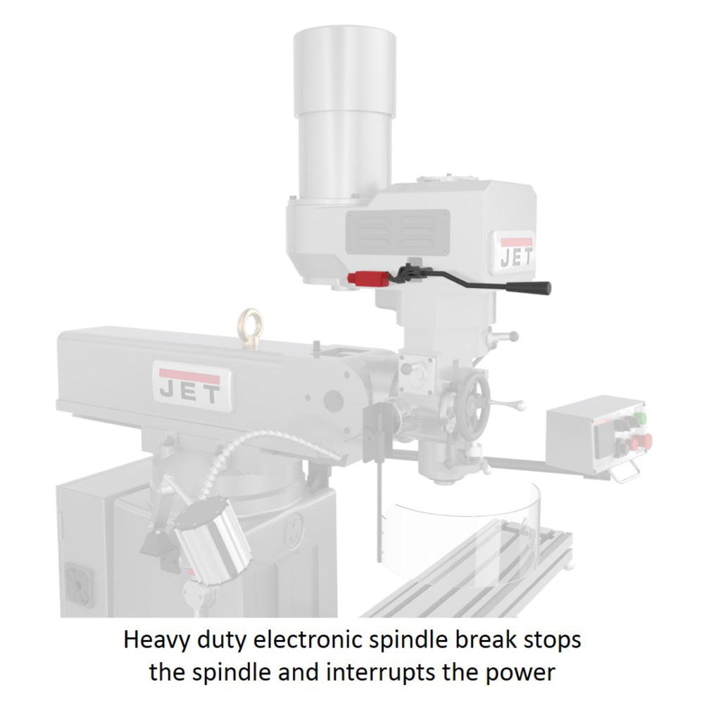 Jet JTM-949EVS Mill With 3-Axis Acu-Rite 203 DRO (Quill) With X-Axis Powerfeed and Air Powered Draw Bar 690531
