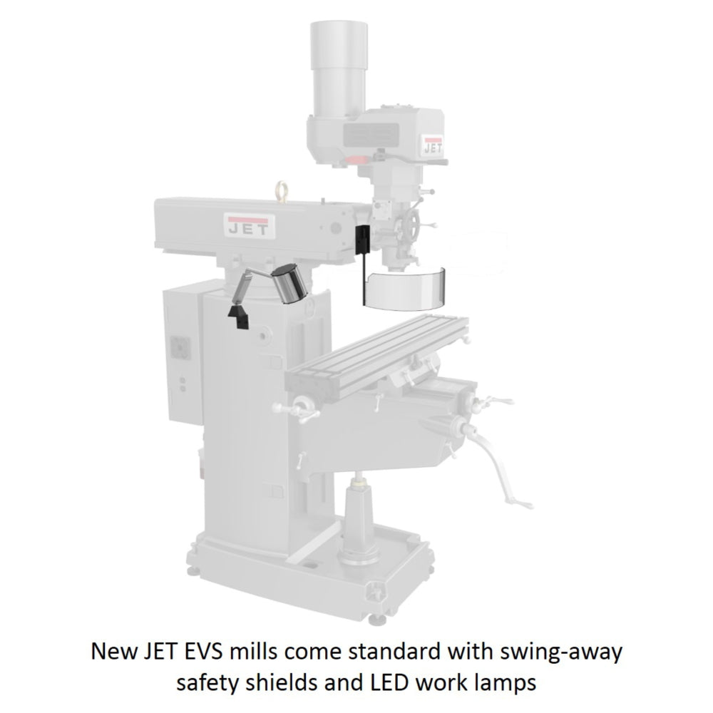 Jet JTM-949EVS Mill With Acu-Rite 203 DRO With X and Y-Axis Powerfeeds and Air Powered Drawbar 690523