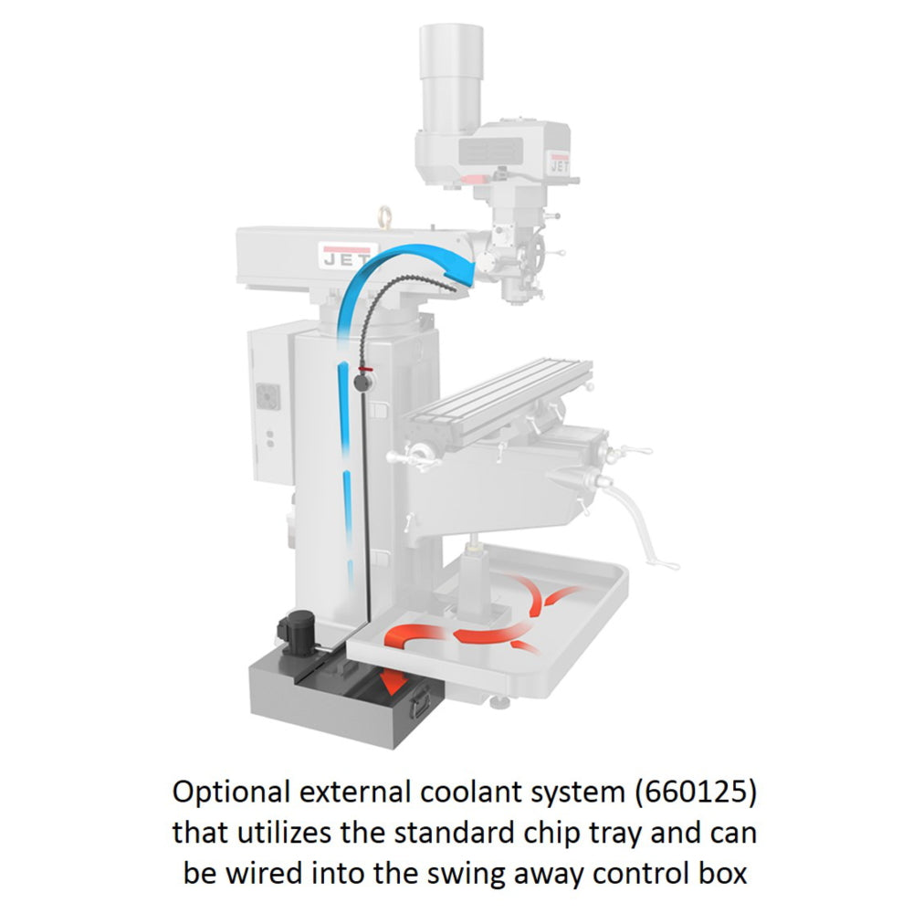Jet JTM-949EVS Mill With 3-Axis Acu-Rite 203 DRO (Quill) With X-Axis Powerfeed and Air Powered Draw Bar 690531