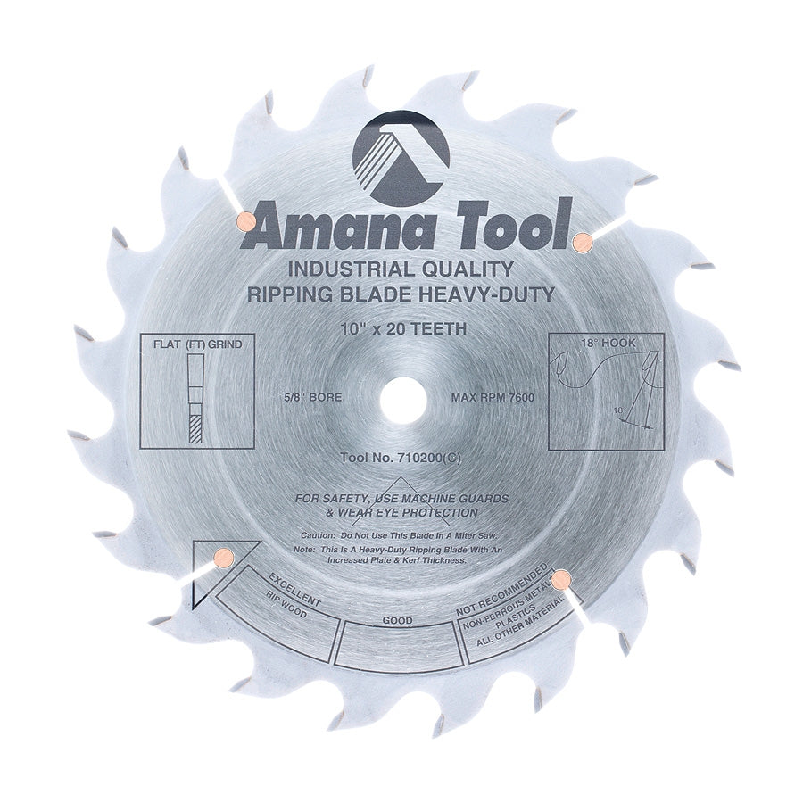 Amana Tool 10 in /20T Ripping Straight Grind 710200
