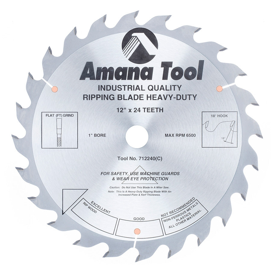 Amana Tool 12 in /24T Ripping Straight Grind 712240