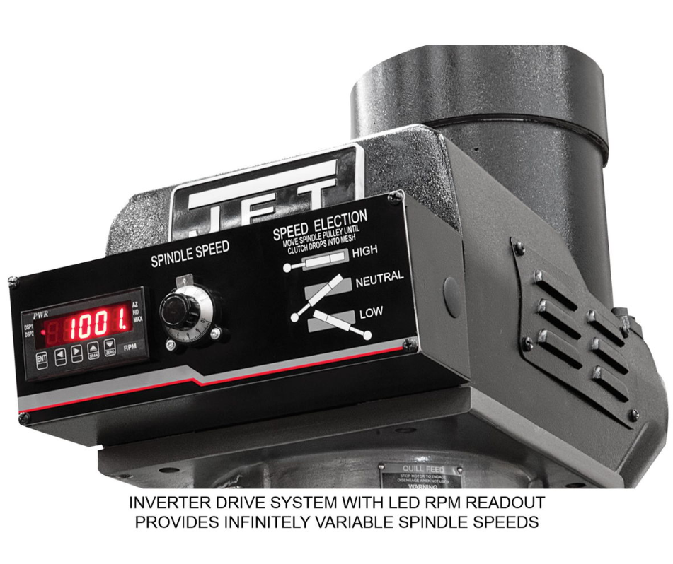 Jet EVS-949 Mill with 3-Axis ACU-RITE 303 (Quill) DRO and X, Y-Axis JET Powerfeeds 894340