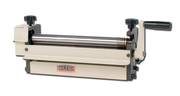 Baileigh SR-1220M 12 inch manual slip roll in beige with hand crank on the right