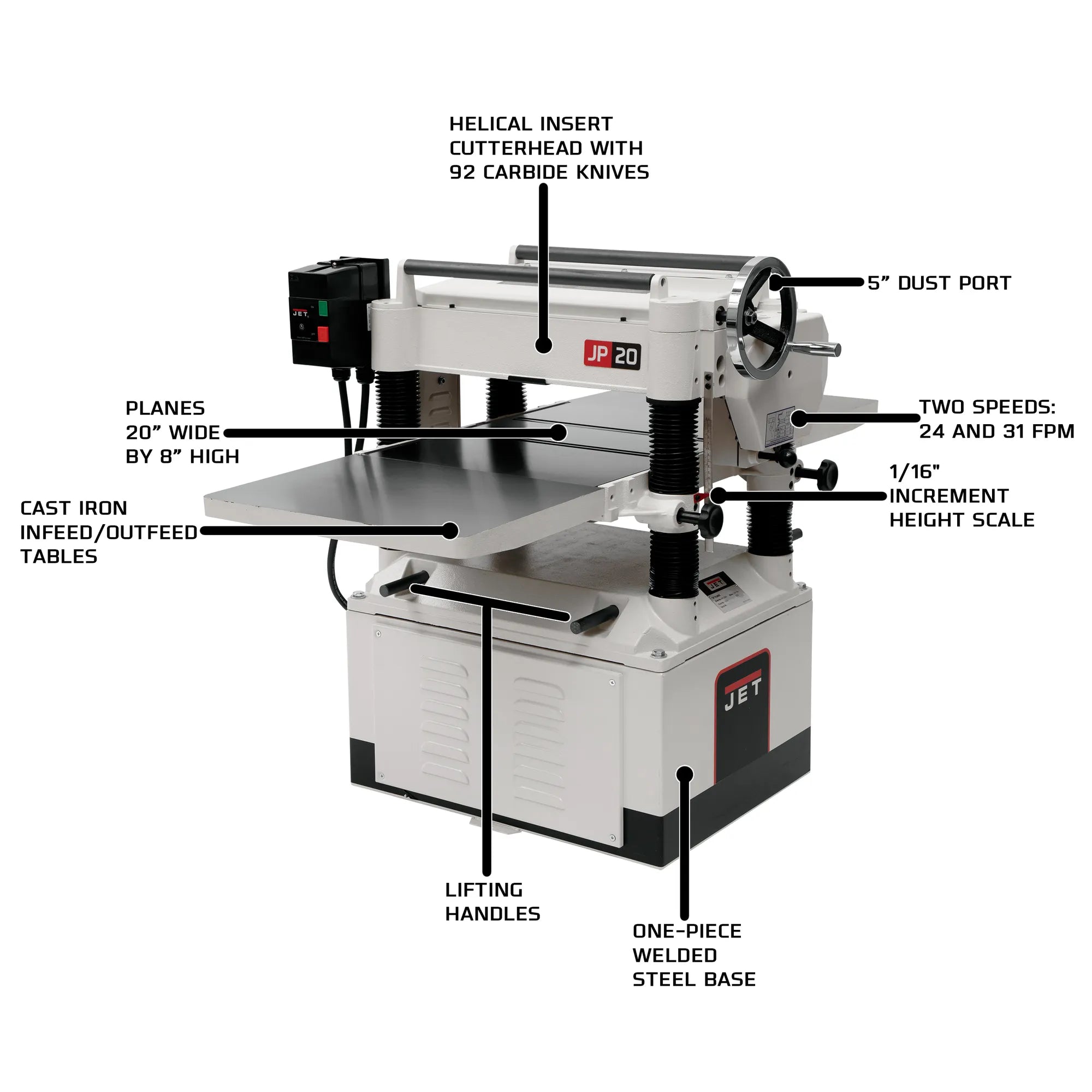 Jet 20 in. Helical Head Planer 5HP 1Ph JWP-208HH 708544