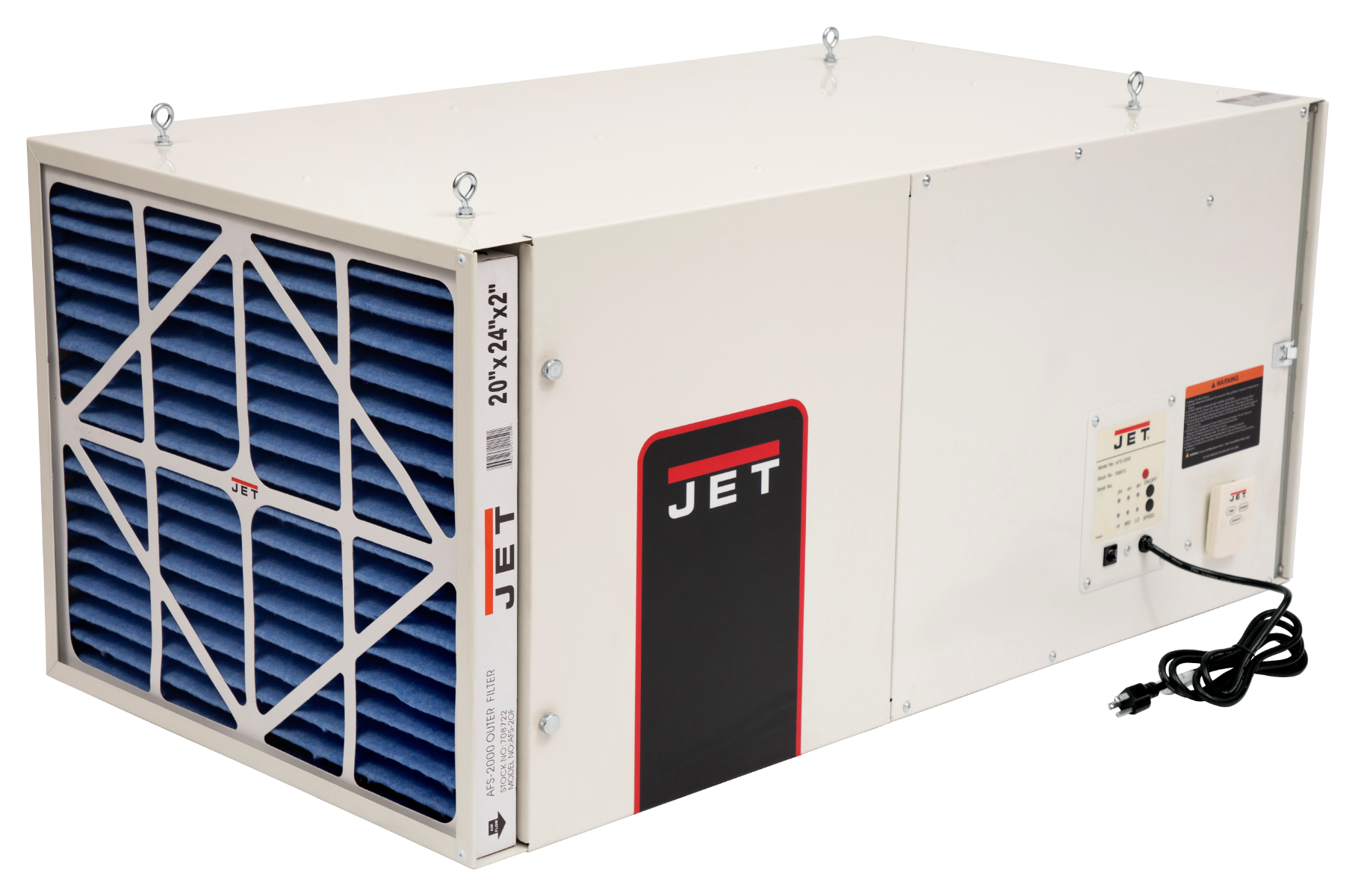 Jet AFS-2000, 1700CFM Air Filtration System, 3-Speed, with Remote Control 708615