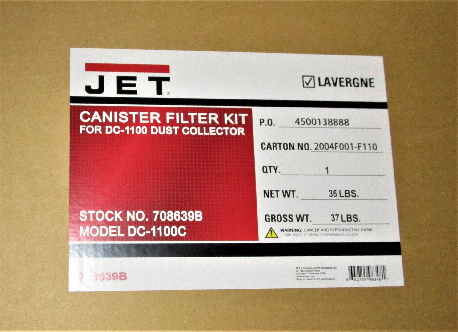 Jet 2-Micron Canister Filter Kit for DC-1100,1100VX,1200,1200VX 708639B