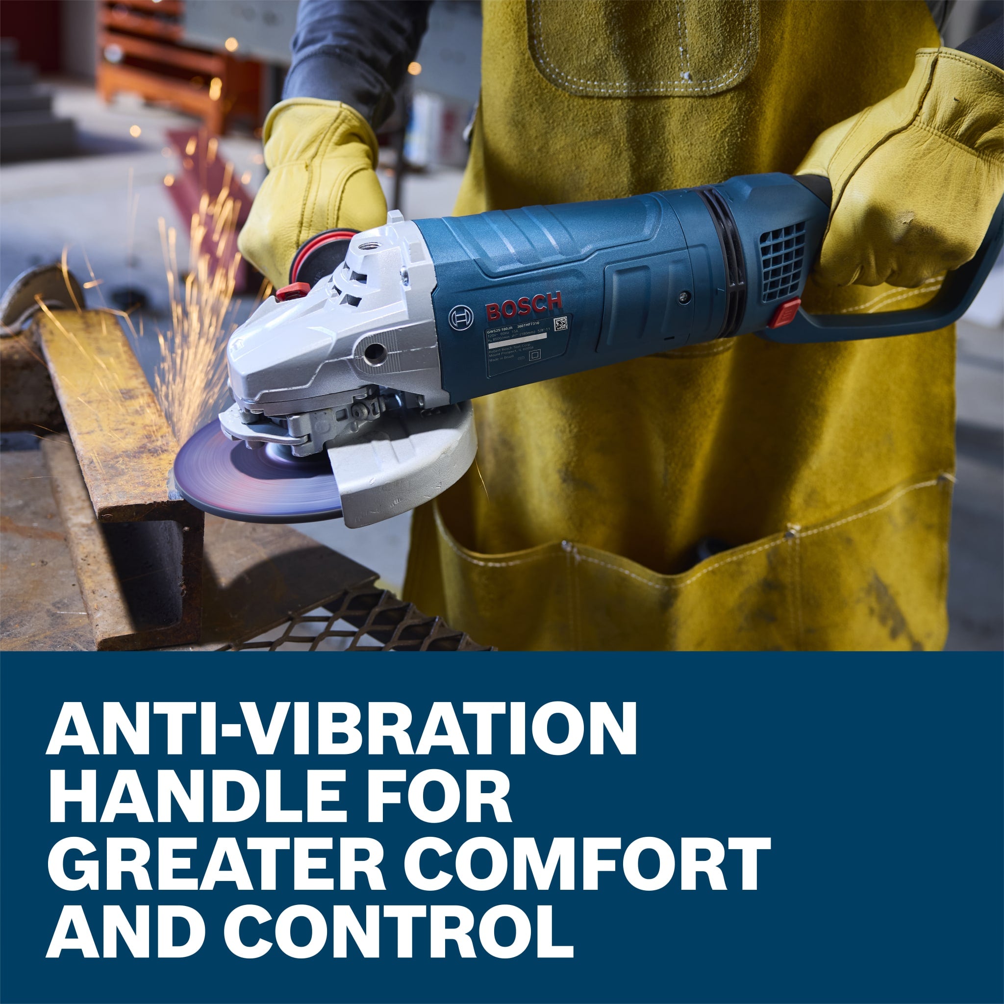 Bosch 7" Large Angle Grinder - 15 Amp with No-Lock On Trigger Switch and Rotatable Main Handle GWS25-180PR