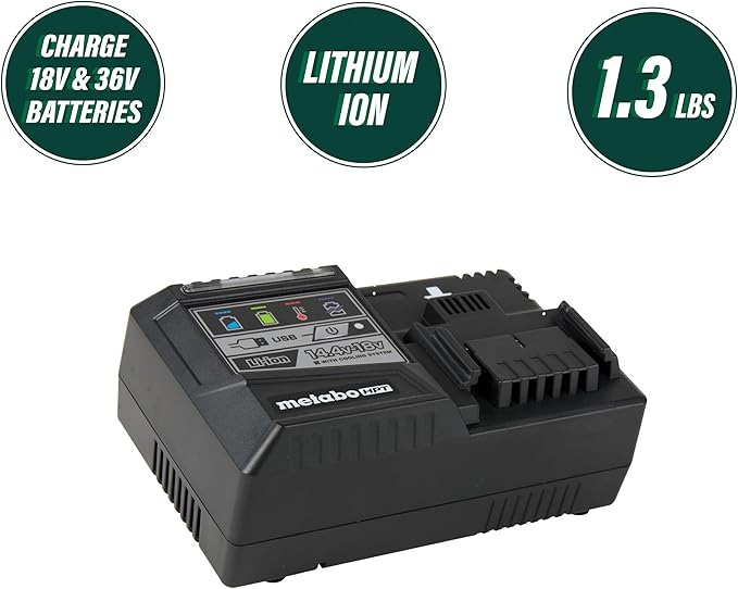 Metabo 18V/36V Li-Ion Slide Rapid Battery Charger w/ USB Port UC18YSL3Q1YM