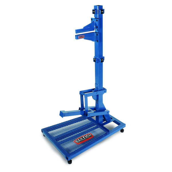 Blue LB-8 manual open-ended letter brake on a blue stand with a mesh base