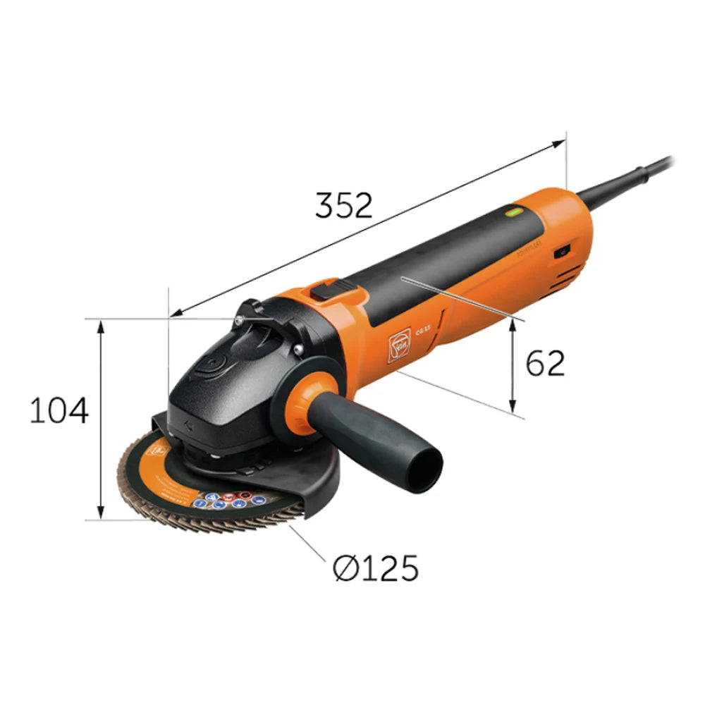Fein 5" Brushless Angle Grinder for Stainless Steel CG 15-125 BL Inox 1500W, Variable Speed, Lock-On Slide Switch 72250760120