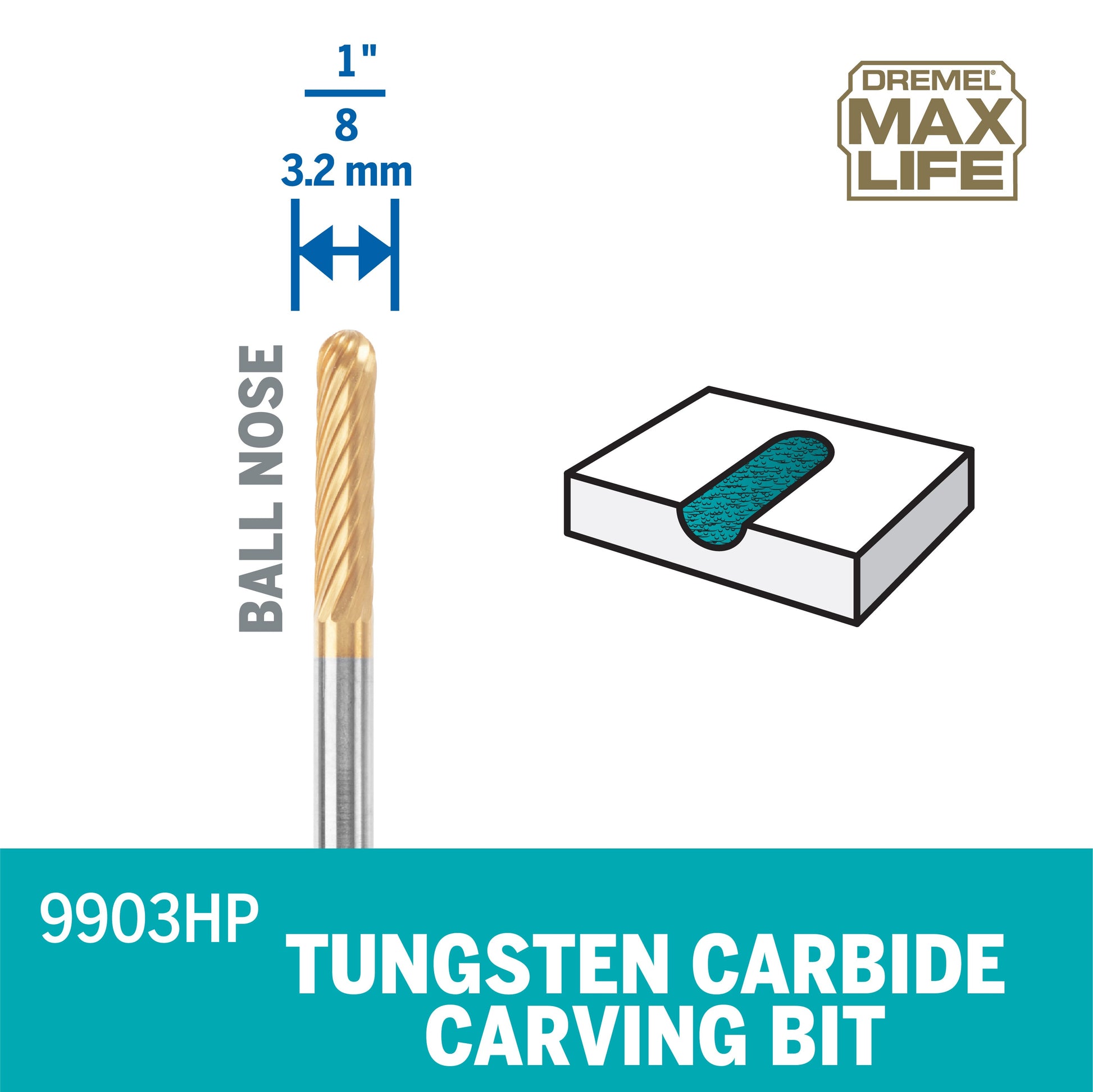 Dremel 1/8 in. Max Life High Performance Tungsten Carbide Carving Bit 9903HP