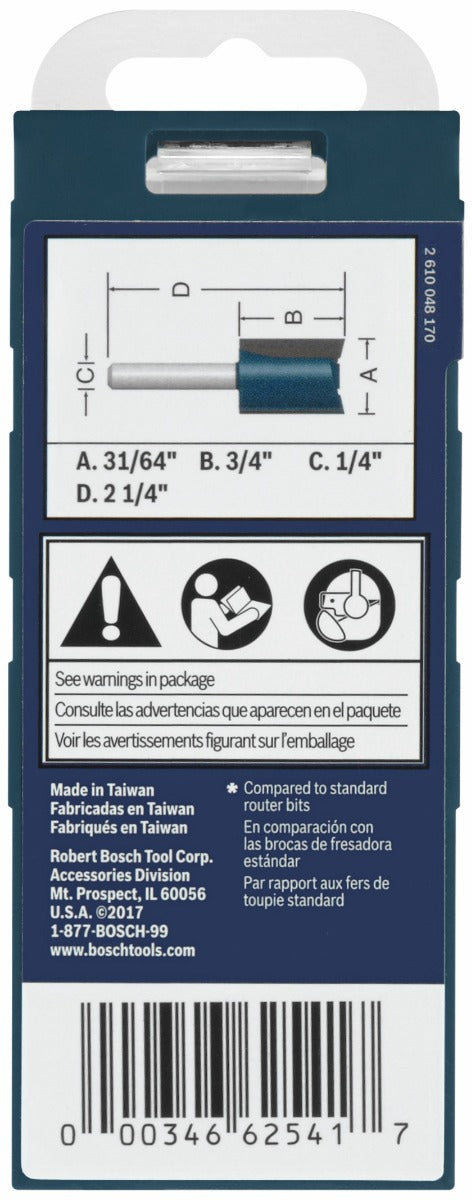 Bosch 31/64 x 3/4 in. Carbide-Tipped Plywood Mortising Router Bit