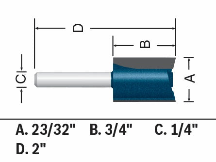 Bosch 23/32 x 3/4" Carbide-Tip Plywood Mortising Router Bit 84602MC