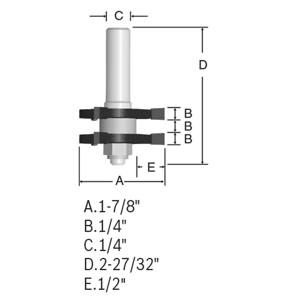 Bosch 1-7/8 x 1/4 in. Carbide Tipped Tongue and Groove Bit
