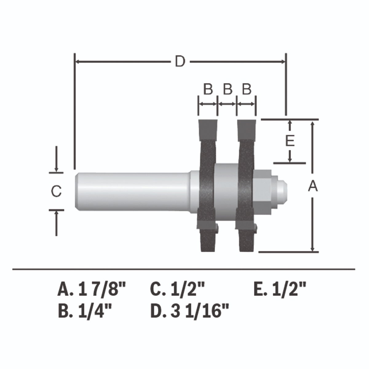 Bosch 1-7/8 x 1/4" Carbide-Tip Tongue & Groove Router Bit 84624MC
