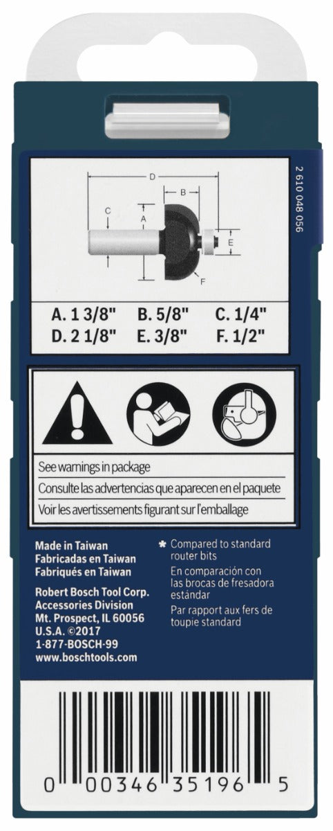 Bosch 1/2 x 5/8 in. Carbide-Tipped Cove Router Bit