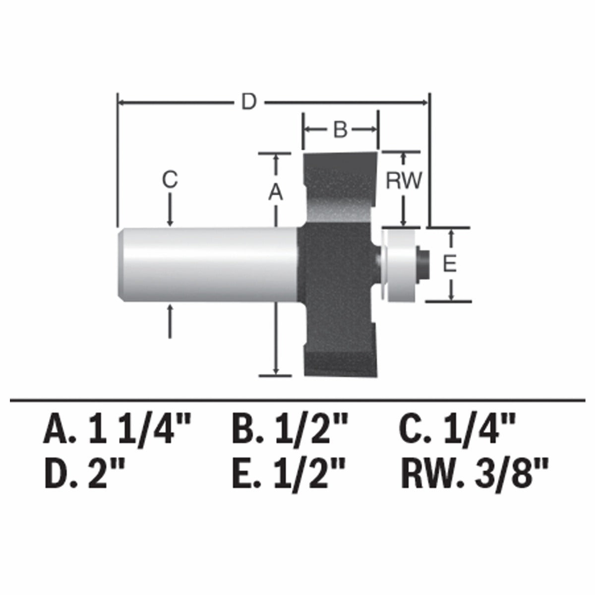 Bosch 3/8 x 1/2" Carbide-Tip Rabbeting Router Bit 85218MC
