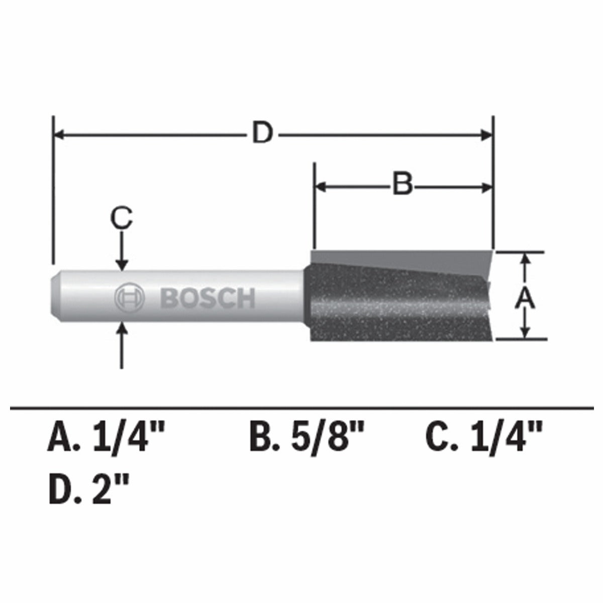 Bosch 1/4 x 5/8" Carbide-Tip 2-Flute Straight Router Bit 85221MC