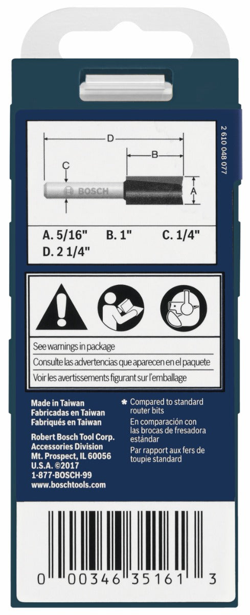 Bosch 5/16 x 1 in. Carbide-Tipped Double-Flute Straight Router Bit