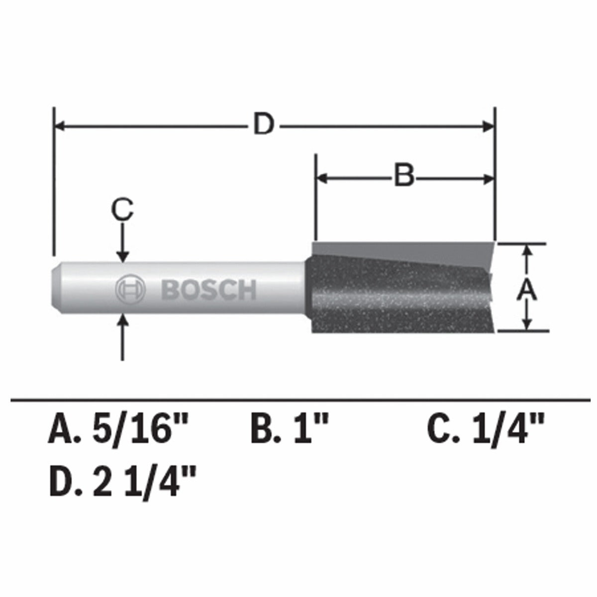 Bosch 5/16 x 1 in. Carbide-Tipped Double-Flute Straight Router Bit
