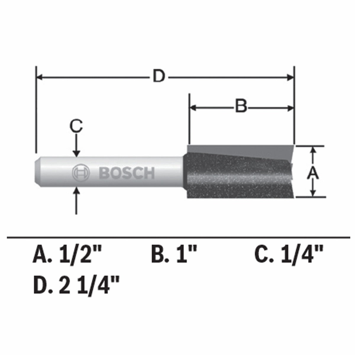 Bosch 1/2 x 1" Carbide-Tip 2-Flute Straight Router Bit 85227MC