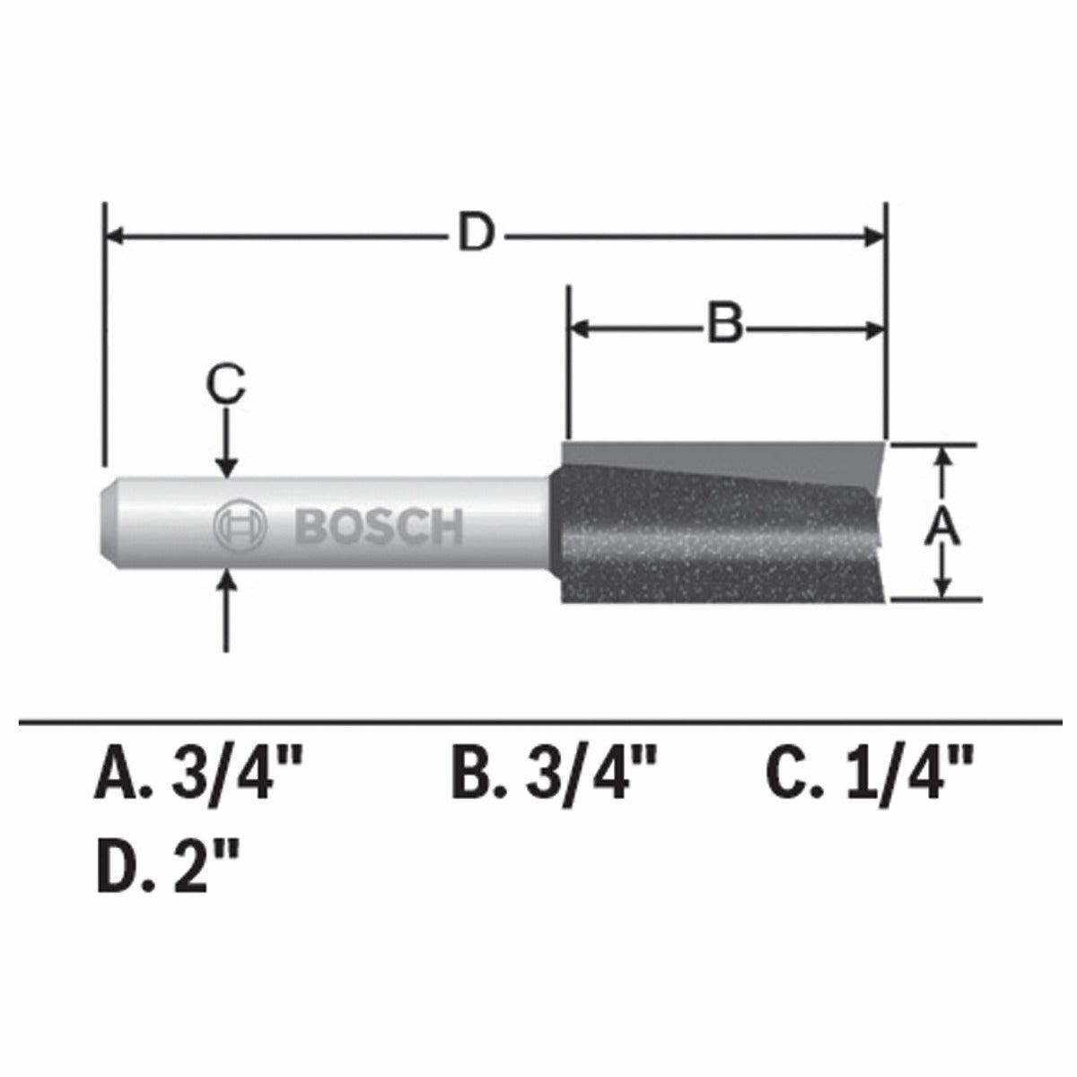 Bosch 3/4 x 3/4" Carbide-Tip 2-Flute Straight Router Bit 85232MC