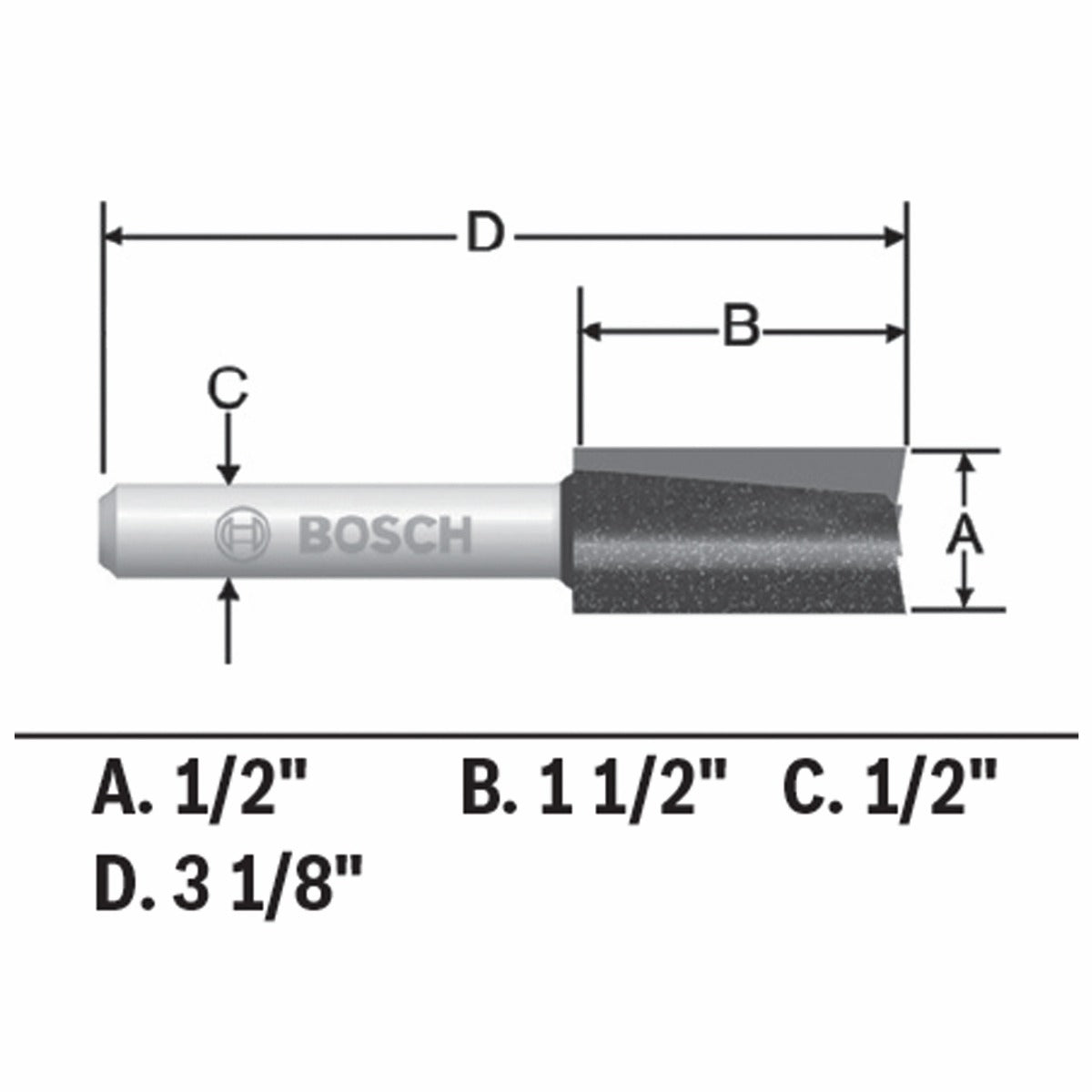 Bosch 1/2 x 1-1/2 in. Carbide-Tipped Double-Flute Straight Router Bit