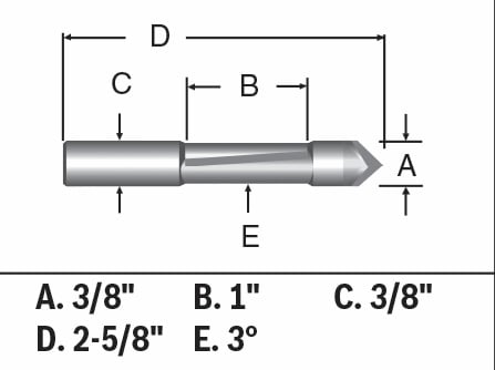 Bosch 3/8x1" Carbide Flute Shr. Angle Pilot Panel Router Bit 85245SMC