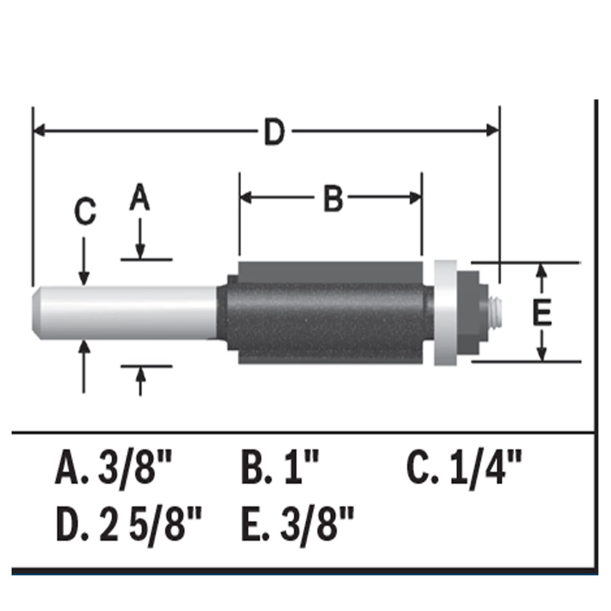 Bosch 3/8 x 1 in. Carbide-Tipped Double-Flute Flush Trim Router Bit