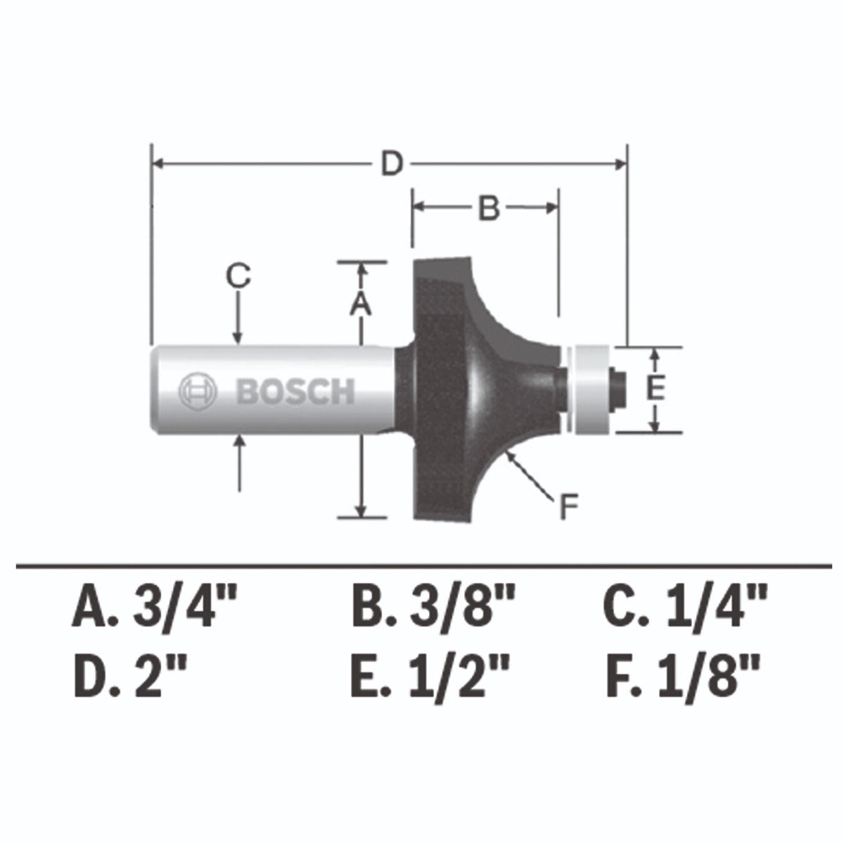 Bosch 1/8 x 3/8 in. Carbide Tipped Roundover Bit