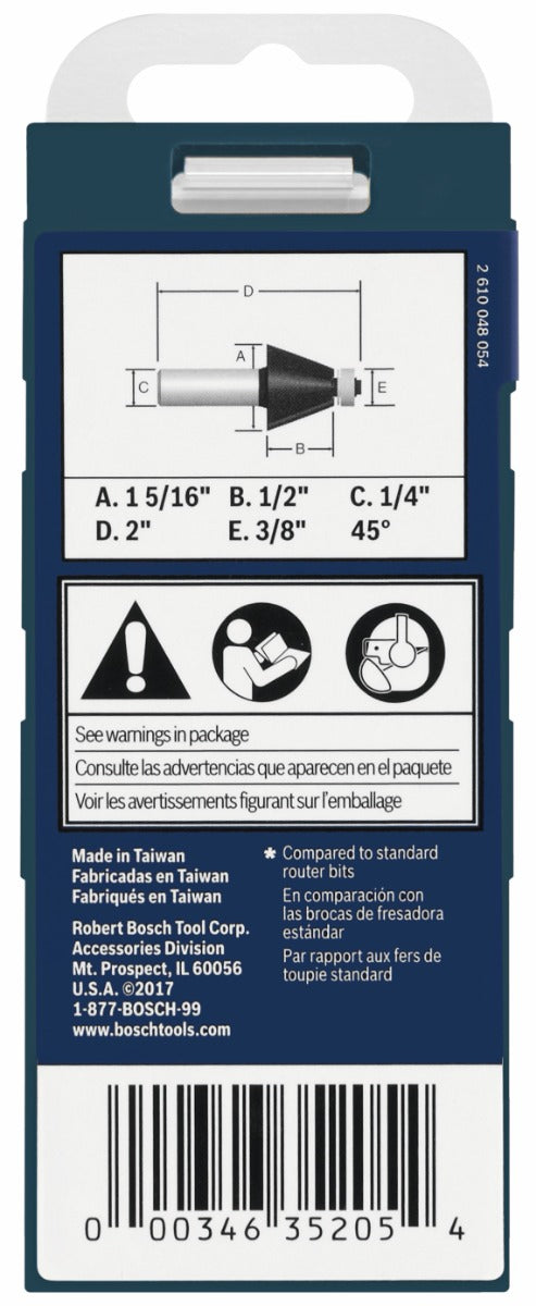 Bosch 1-5/16 x 45 Carbide-Tipped Chamfer Router Bit